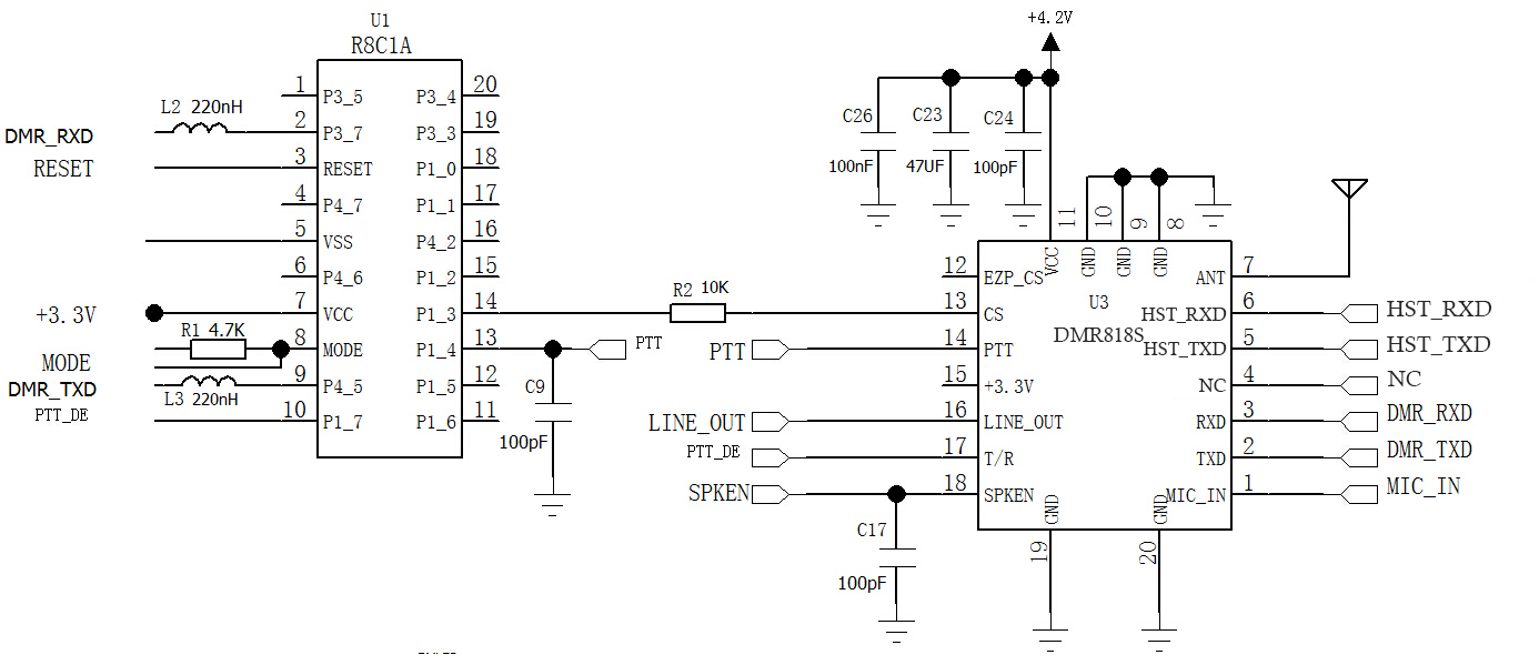  DMR818S与MUC连接图