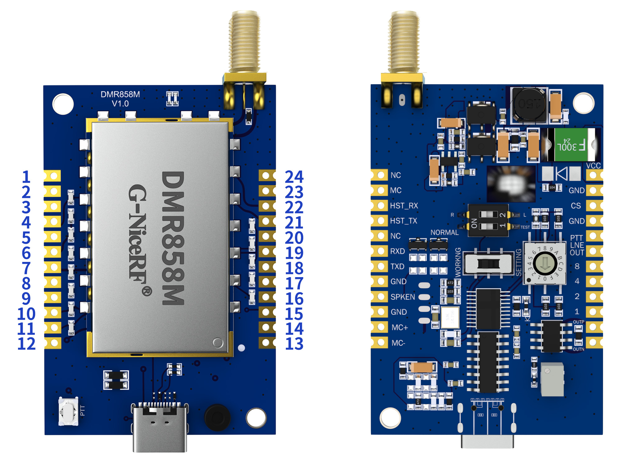 DMR858M对讲模块脚位定义