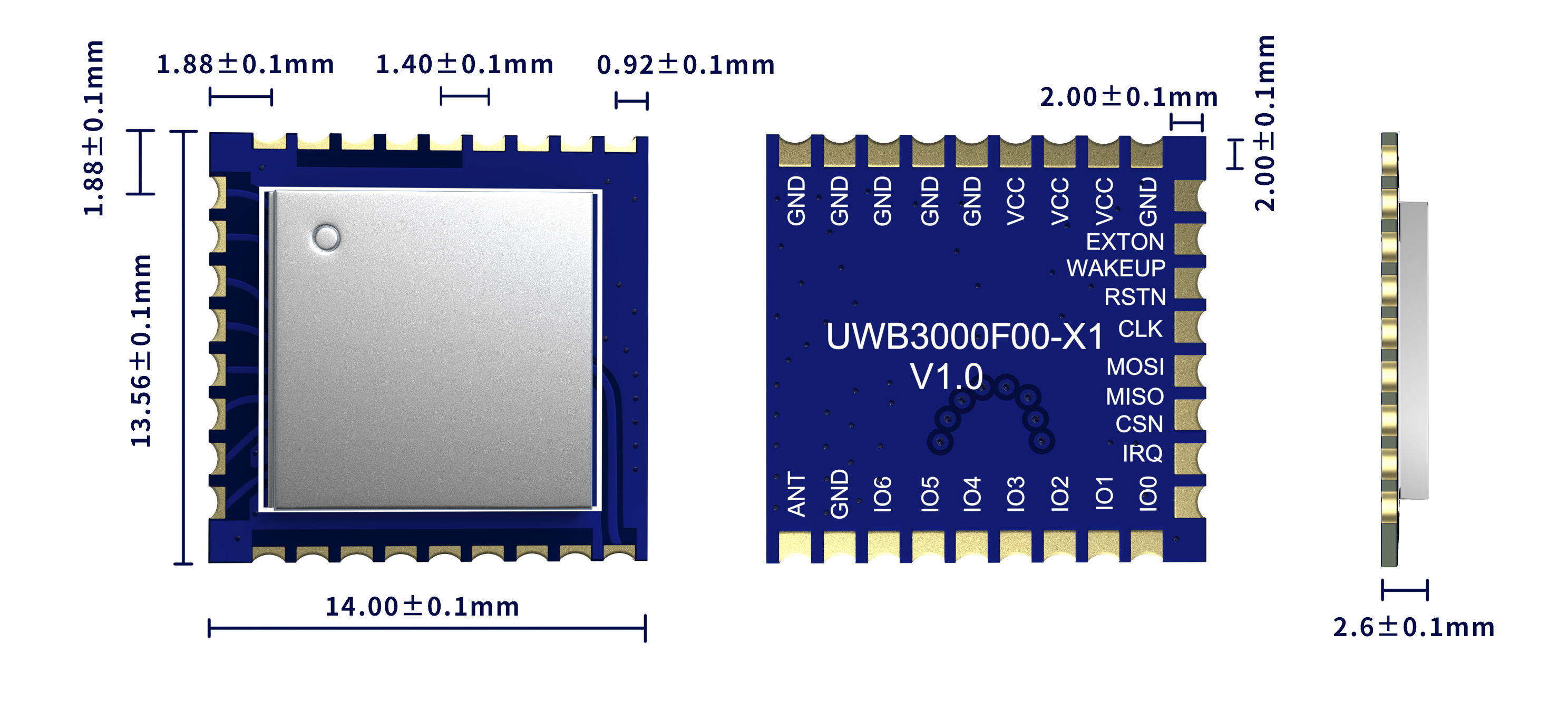 UWB模块UWB300F00-X尺寸