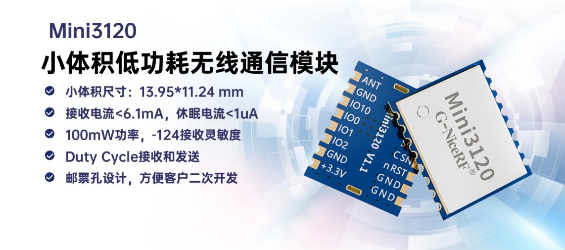 纯国产通信方案：13.95 × 11.24 mm小体积低功耗无线通信模块