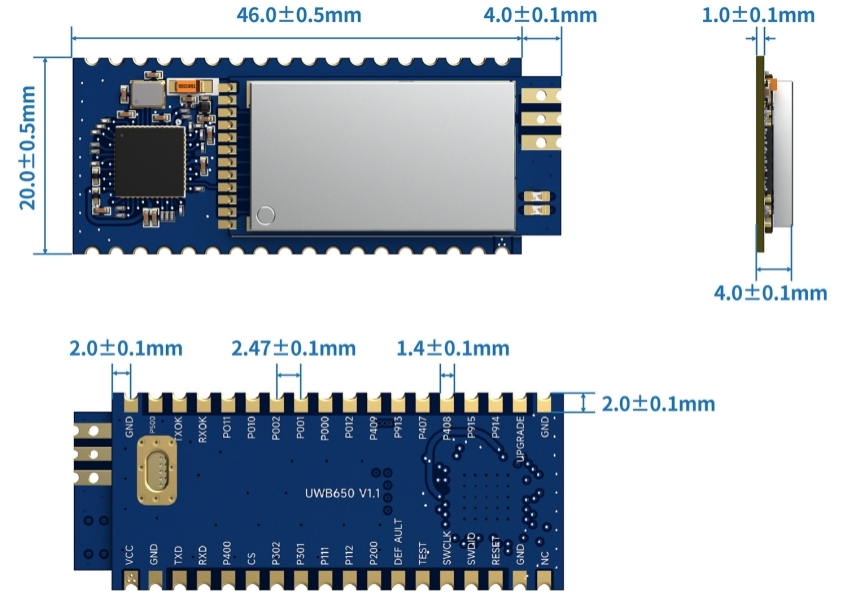 UWB模块UWB650模块尺寸