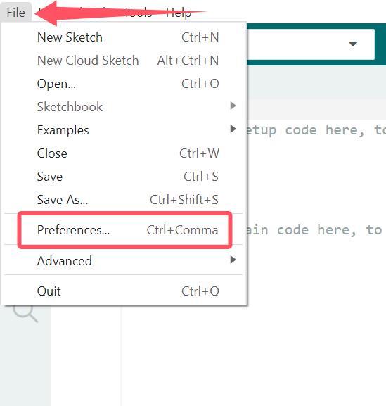 Arduino IDE?File > Preferences