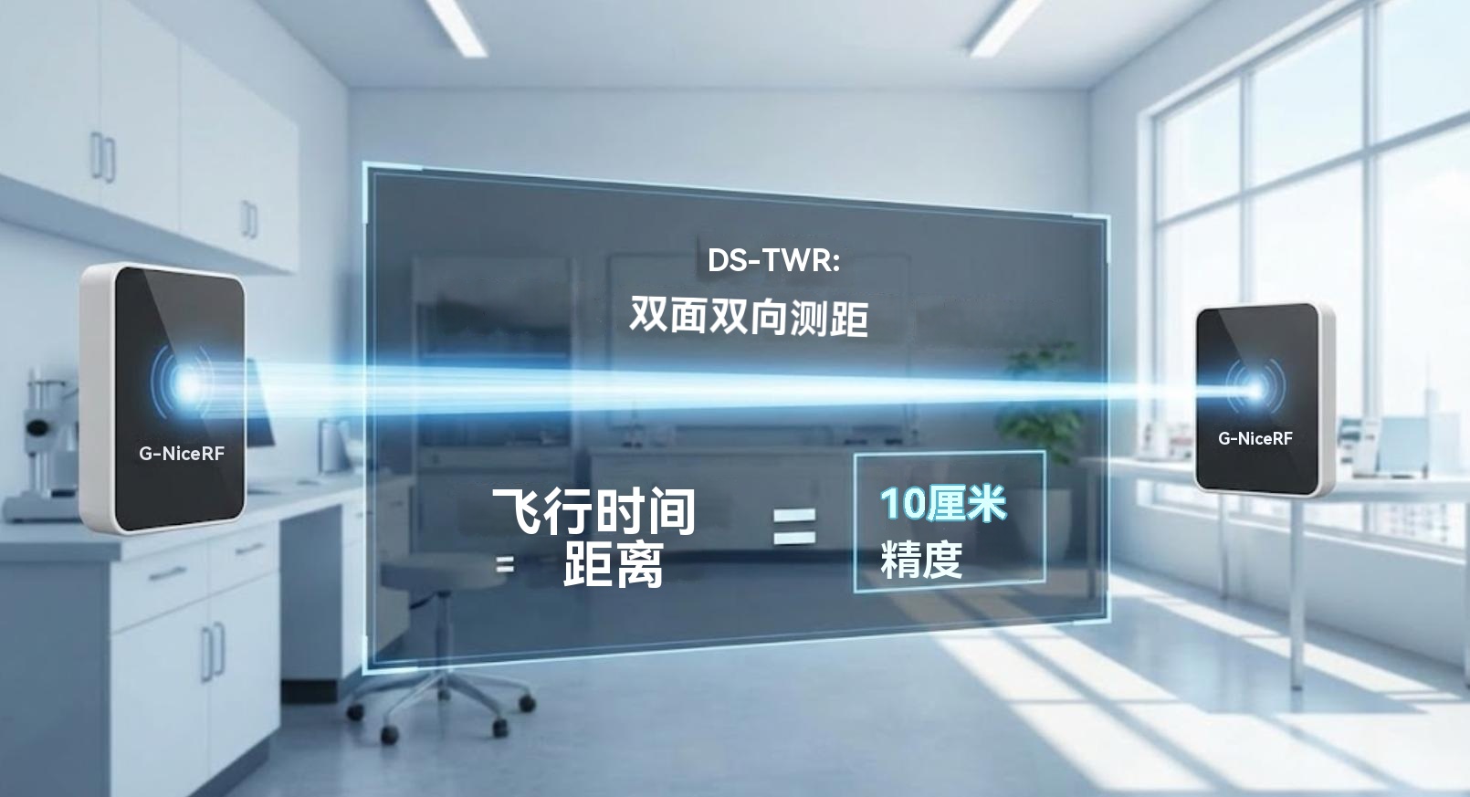 设备和精度叠加层展示的 DS-TWR 概念