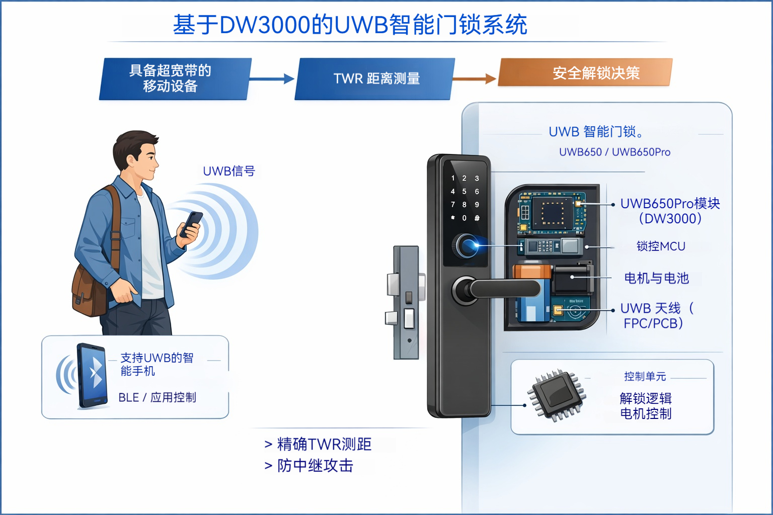 基于DW3000的UWB智能门锁系统