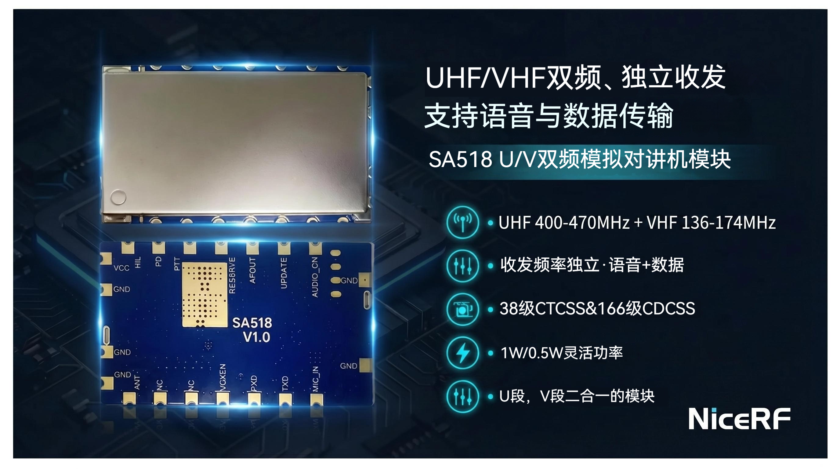 SA518 U/V对讲模块特点