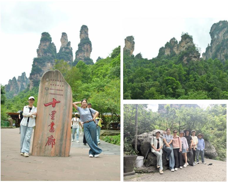 十里画廊照片、石景造型特写、团队人员在画廊中的合影
