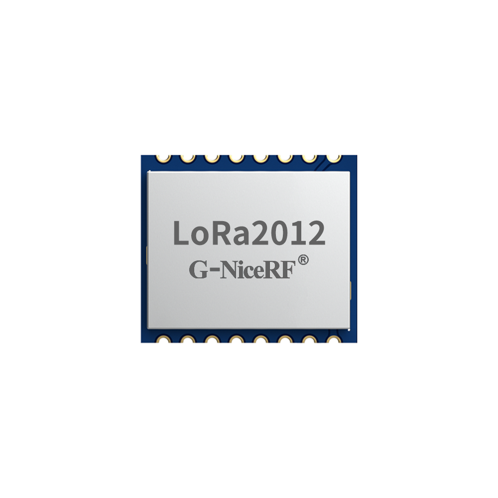 LoRa2012 LoRa无线通信模块正面，带金属屏蔽罩和G-NiceRF标识