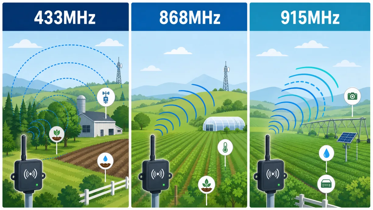 433MHz、868MHz 与 915MHz 频段特性对比