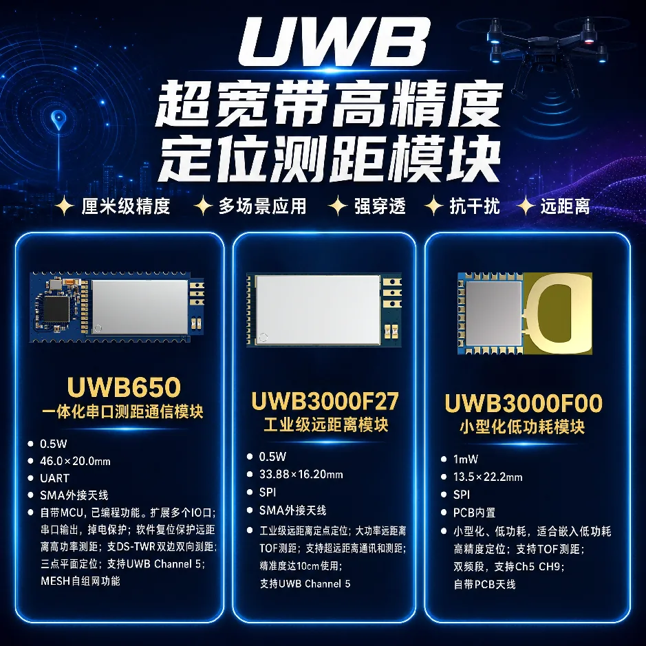 思为无线UWB模块产品系列图